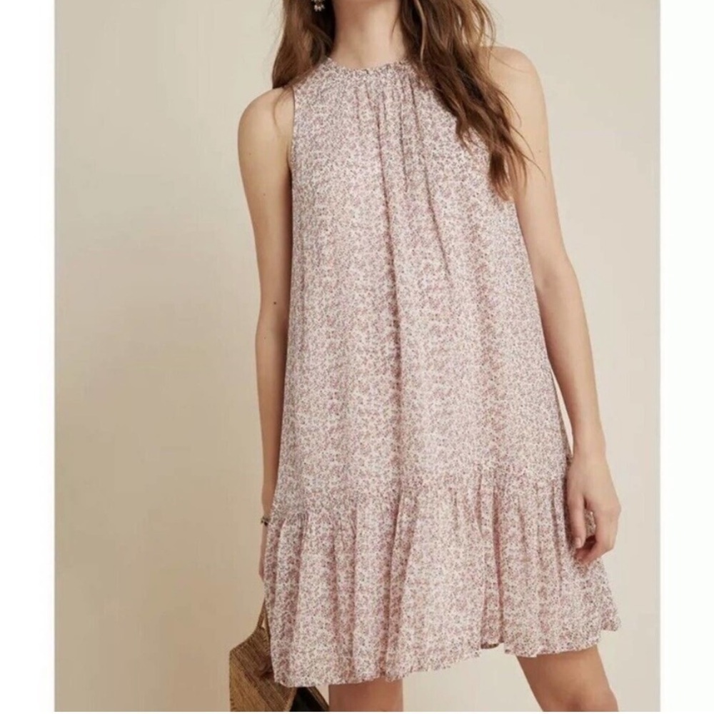 By Anthropologie Natalie Flounce Dainty Print Sleeveless Dress